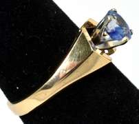 Dazzling Sapphire Solitaire Ring in 14KT Yellow Gold