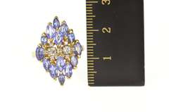 14K Yellow Gold Marquise Tanzanite Diamond Accent Cocktail Ring