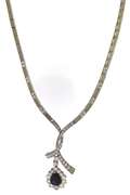 Must Have 2.25ct Pear Sapphire w Diamond Necklace