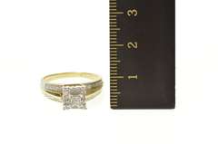 10K White Gold Princess Diamond Cluster Halo Promise Ring