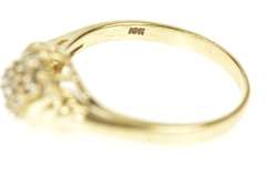 10K Yellow Gold Tiered Wavy Diamond Cluster Curvy Accent Ring