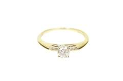 14K Yellow Gold Diamond Solitaire Classic Promise Engagement Ring