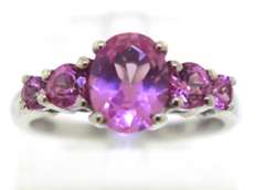 Sterling Silver Opal And Pink Saphires Ring