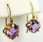 High End 18K Large Amethyst & Diamond Drop Earrings