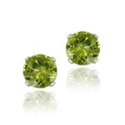 Sterling Silver 1.8ct Peridot Stud Earrings, 6mm