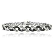 1/2ct Black & White Diamond Infinity Silver Tone Bracelet