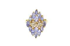 14K Yellow Gold Marquise Tanzanite Diamond Accent Cocktail Ring