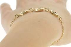 10K Yellow Gold Diamond Inset Shield Link Statement Chain Bracelet