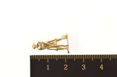 14K Yellow Gold 1960's Retro 3D Golfer Lady Pearl Charm/Pendant