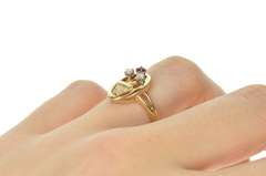 14K Yellow Gold Ruby Diamond Floral Bouquet Flower Pot Ring