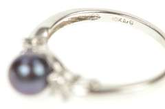 14K White Gold Pearl Diamond Flower Cluster Accent Statement Ring