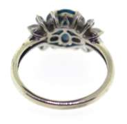 Sterling Silver Opal And Pink Saphires Ring