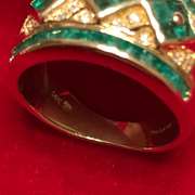 Ladies 14k diamond and emerald wide band