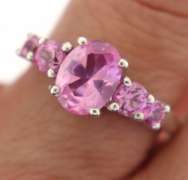 Sterling Silver Opal And Pink Saphires Ring