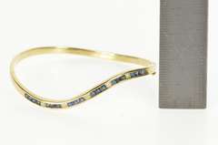 14K Yellow Gold 1.35 Ctw Channel Sapphire Diamond Bangle Bracelet