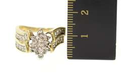 10K Yellow Gold Diamond Marquise Cluster Statement Bypass Ring