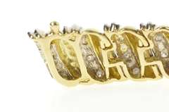 14K Yellow Gold 1.74 Ctw Diamond Cluster Wavy Link Tennis Bracelet