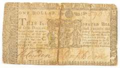 1770's Colonial Maryland - Annapolis 1 Dollar Note