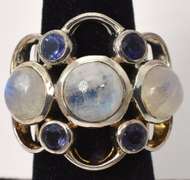 Sterling Silver Moonstone & Iolite Ring