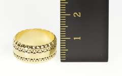 14K Yellow Gold 8.3mm Ornate Scalloped Pattern Wedding Band Ring