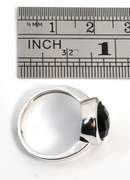 Fashionable Black Agate Ring in 14K White Gold