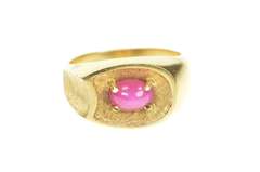 14K Yellow Gold 1960's Retro Lindy Star Ruby Men's Statement Ring