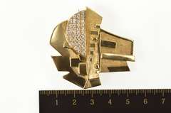 18K Yellow Gold 0.80 Ctw Diamond Modernist Statement Pendant/Pin