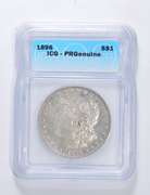 PRGenuine 1896 Morgan Silver Dollar - Slabbed ICG