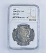 Proof Details 1887 Morgan Silver Dollar - Cleaned - Graded NGC