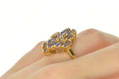 14K Yellow Gold Marquise Tanzanite Diamond Accent Cocktail Ring