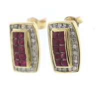 Fancy Insv Set Ruby & Diamond Earrings