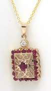 Favorite Square Ruby and Diamond Necklace