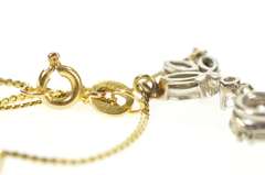 14K Yellow Gold 1.11 Ctw Diamond Floral Drop Serpentine Link Necklace