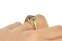 14K Yellow Gold Trillion Amethyst Diamond Accent Statement Ring