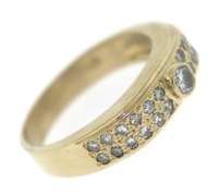 Handsome Bezel Set Center & Single Cut Pave Diamond Ring