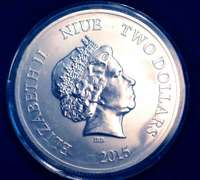 2015 Niue Two Dollar Year  Of The 1 OZ Silver Coin  Goat