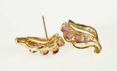 14K Yellow Gold Pear Tourmaline Wavy Diamond Curvy Fashion Earrings