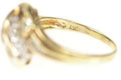 10K Yellow Gold Wavy Diamond Encrusted Curvy Statement Ring