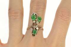 14K White Gold 0.96 Ctw 1940's Emerald Diamond Cocktail Ring