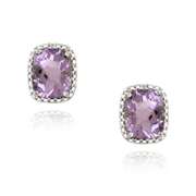 Sterling Silver 4ct Amethyst & Diamond Accent Cushion Cut Earrings