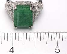 Elegant Filigree Natural Emerald & White Sapphire in Sterling