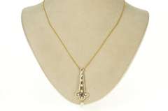 14K Yellow Gold Victorian Sapphire Pearl Enamel Drop Necklace