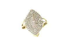 10K Yellow Gold 0.95 Ctw Marquise Diamond Cluster Statement Ring
