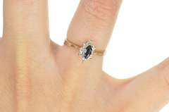 14K White Gold 0.40 Ctw Sapphire Diamond Halo Engagement Ring