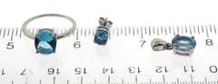 Sterling Silver Blue Topaz Ring, Earrings and Pendant