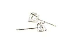 14K White Gold Classic Solitaire Round Cubic Zirconia Stud Earrings