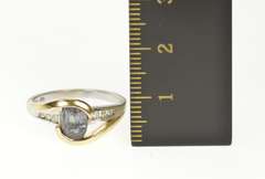 14K White Gold Two Tone Syn. Alexandrite Diamond Swirl Ring