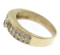 Handsome Bezel Set Center & Single Cut Pave Diamond Ring