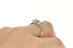 14K White Gold Diamond Ruby Inset Butterfly Statement Ring