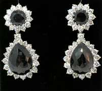 Stunning Black and White Diamond Earrings in 14KT White Gold